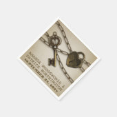 Vintages Herz Schleuse Skelett Schlüssel Hochzeit  Serviette (Ecke)