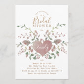 Vintages Herz und Blume Brautdusche Einladung (Vorderseite)
