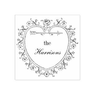 Vintages Herz und Blumen personifizieren Gummistempel