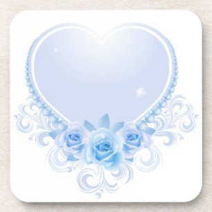 Vintages Herz und Rose Blau Untersetzer