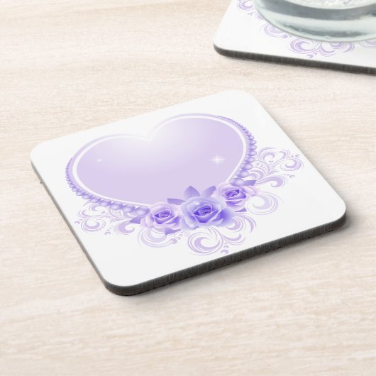 Vintages Herz und Rose Lavendel Untersetzer (Linke Seite)