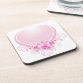 Vintages Herz und Rose rosa Getränkeuntersetzer (Linke Seite)