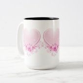 Vintages Herz und Rose rosa Zweifarbige Tasse (Vorderseite Links)