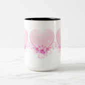 Vintages Herz und Rose rosa Zweifarbige Tasse (Mittel)