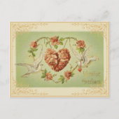 Vintages Herz und Tauben Postkarte (Vorderseite)
