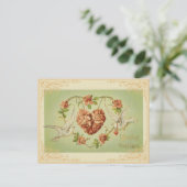 Vintages Herz und Tauben Postkarte (Stehend Vorderseite)