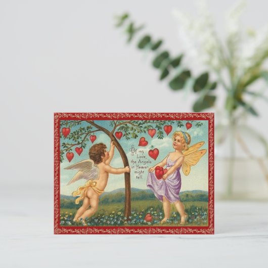 Vintages Herz Valentine Postkarte (Stehend Vorderseite)