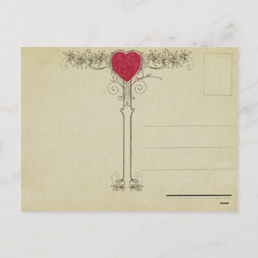 Vintages Herz Valentine Postkarte (Rückseite)
