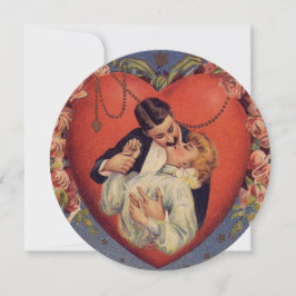 Vintages Herz Valentinstag Liebhaber Kiss Feiertagskarte