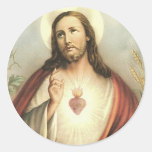 Vintages Herz von Jesus Thorns segnen Flammen Runder Aufkleber