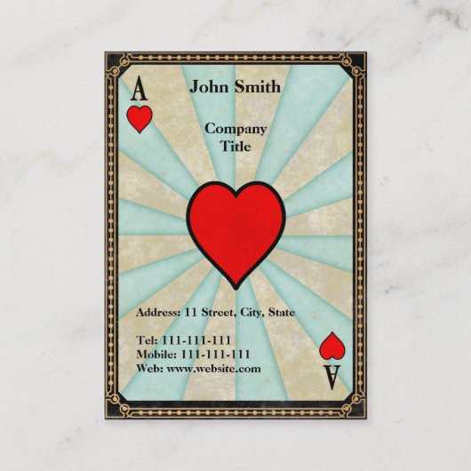 Vintages Herzass Visitenkarte (Vorderseite)