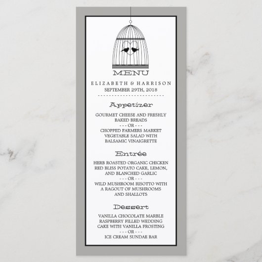 Vintages Herzbegleitmenü Menükarte (Vorderseite)