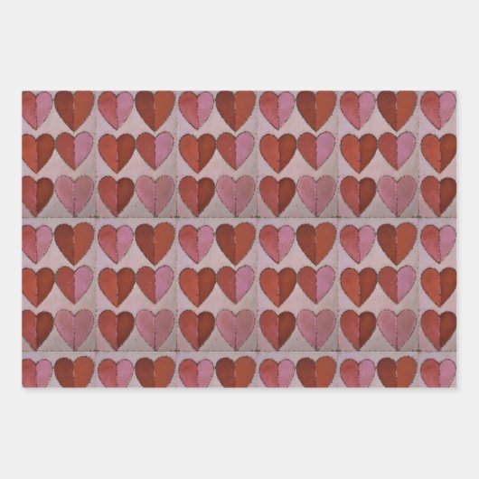 Vintages Herzmuster Geschenkpapier Set (Vorderseite 3)