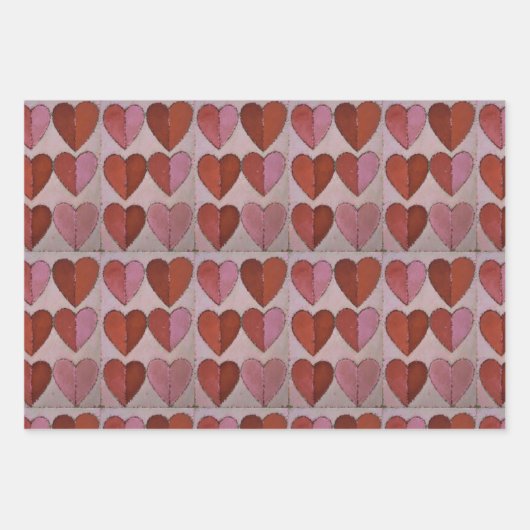 Vintages Herzmuster Geschenkpapier Set (Vorderseite 2)