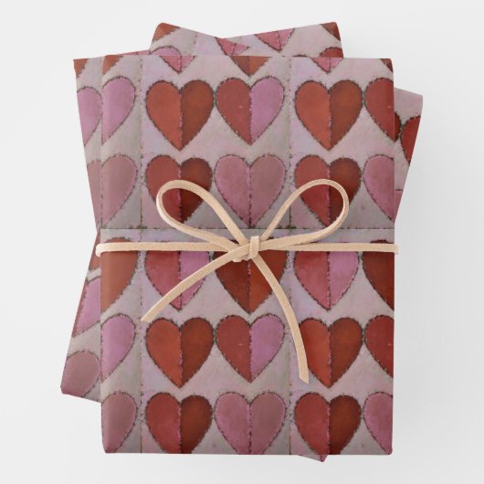 Vintages Herzmuster Geschenkpapier Set (Beispiel)
