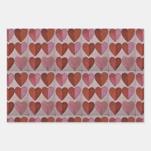 Vintages Herzmuster Geschenkpapier Set (Vorderseite)