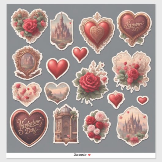 Vintages HerzValentinstickblatt Aufkleber (Blatt)