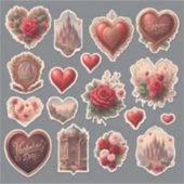 Vintages HerzValentinstickblatt Aufkleber (Vorderseite)