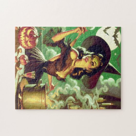 Vintages HexenHalloween-Button Puzzle (Horizontal)