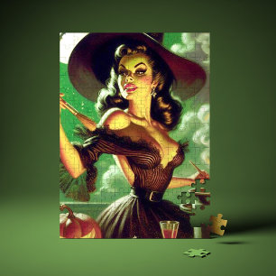 Vintages HexenHalloween-Button Puzzle