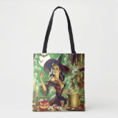 Vintages HexenHalloween-Button Tasche (Vorderseite)