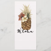 Vintages Hibiskus-Hochzeitsmenü für Ananas Menükarte (Rückseite)