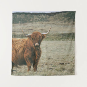 Vintages HIGHLAND CATTLE COW FOTO Wandteppich