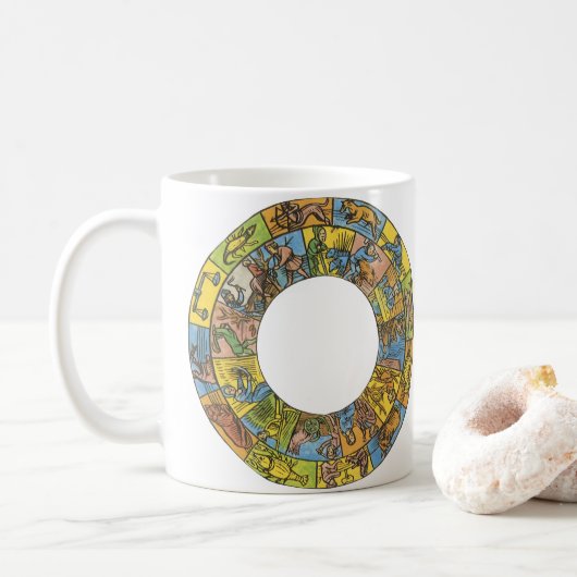 Vintages Himmelsrad, astrologisches Zodiakrad Kaffeetasse (Mit Donut)