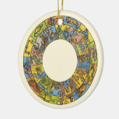 Vintages Himmelsrad, astrologisches Zodiakrad Keramik Ornament (Links)