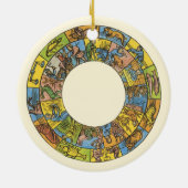 Vintages Himmelsrad, astrologisches Zodiakrad Keramik Ornament (Hinten)