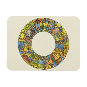 Vintages Himmelsrad, astrologisches Zodiakrad Magnet