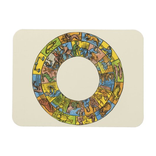 Vintages Himmelsrad, astrologisches Zodiakrad Magnet (Horizontal)