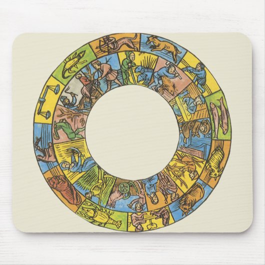 Vintages Himmelsrad, astrologisches Zodiakrad Mousepad (Vorne)