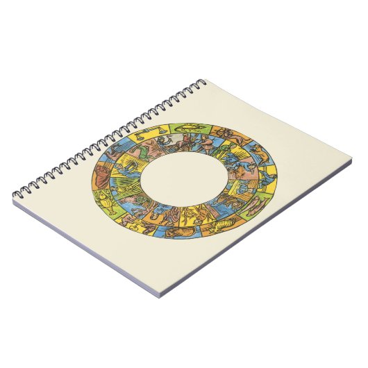 Vintages Himmelsrad, astrologisches Zodiakrad Notizblock (Linke Seite)