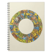 Vintages Himmelsrad, astrologisches Zodiakrad Notizblock (Vorderseite)