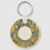 Vintages Himmelsrad, astrologisches Zodiakrad Schlüsselanhänger (Vorderseite)