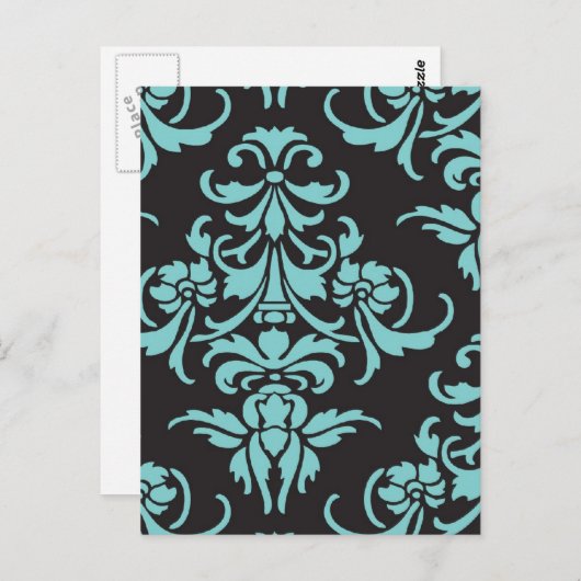 Vintages Hintergrundbild Damask Postkarte (Vorne/Hinten)