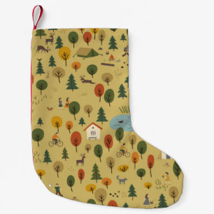 Vintages Hintergrundpapier für Herbst-Waldtiere Kleiner Weihnachtsstrumpf