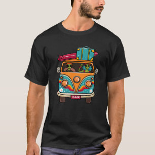 Vintages Hippie Van Blume Bus Außerirdischen Frie T-Shirt