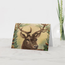 Vintages Hirsch Buck Stag Natur Rustikales Weihnac Feiertagskarte