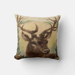 Vintages Hirsch Buck Stag Natur Rustikales Weihnac Kissen