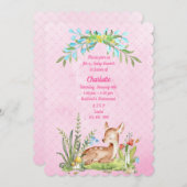 Vintages Hirsch im Gras pink Einladung (Vorne/Hinten)