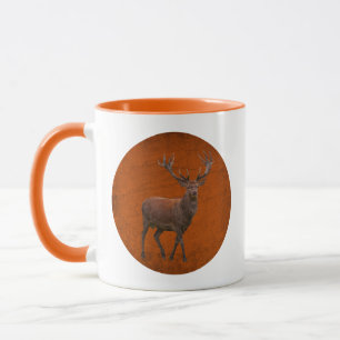 Vintages Hirsch in orangefarbener Natur Tasse
