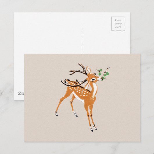 Vintages Hirsch Postkarte (Vorne/Hinten)