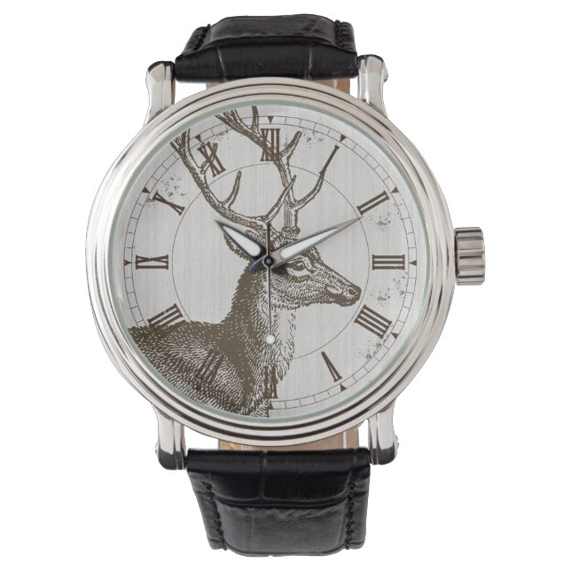 Vintages Hirsch Stag Hunter Watch Armbanduhr (Vorderseite)