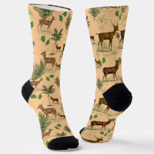 Vintages Hirsch und Bäume Socken