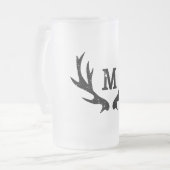 Vintages Hirschantler-Monogramm-Glas-Biergeschenk  Mattglas Bierglas (Vorderseite Links)