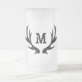 Vintages Hirschantler-Monogramm-Glas-Biergeschenk  Mattglas Bierglas (Mittel)