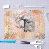 Vintages HirschblumenCollage Seidenpapier (Handwerk)