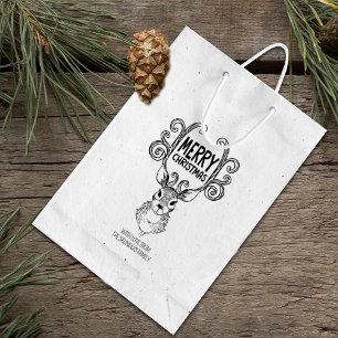 Vintages Hirschen frohe Weihnachten, große Familie Gummistempel